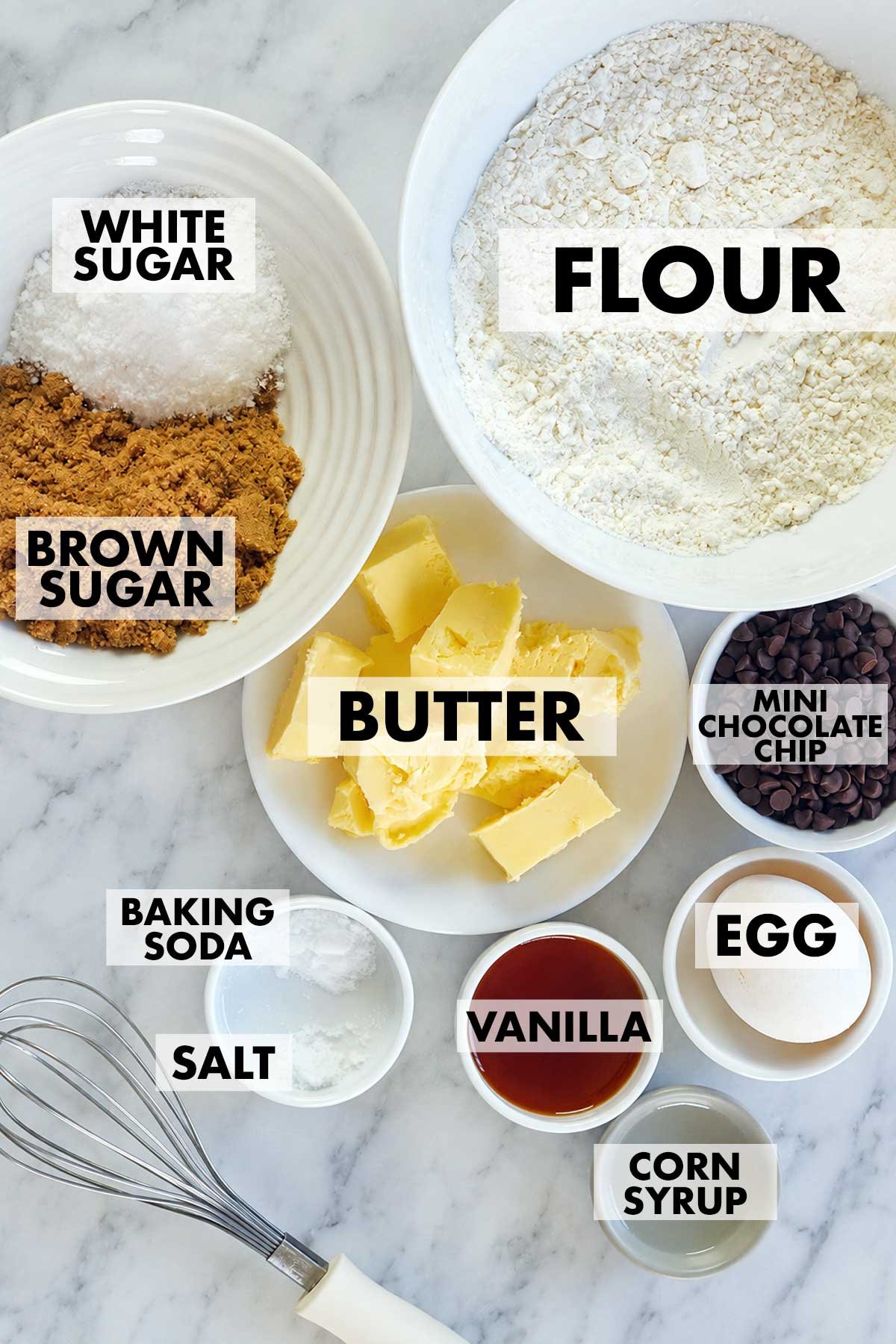 Ingredients Of Small Chocolate Chip Cookies