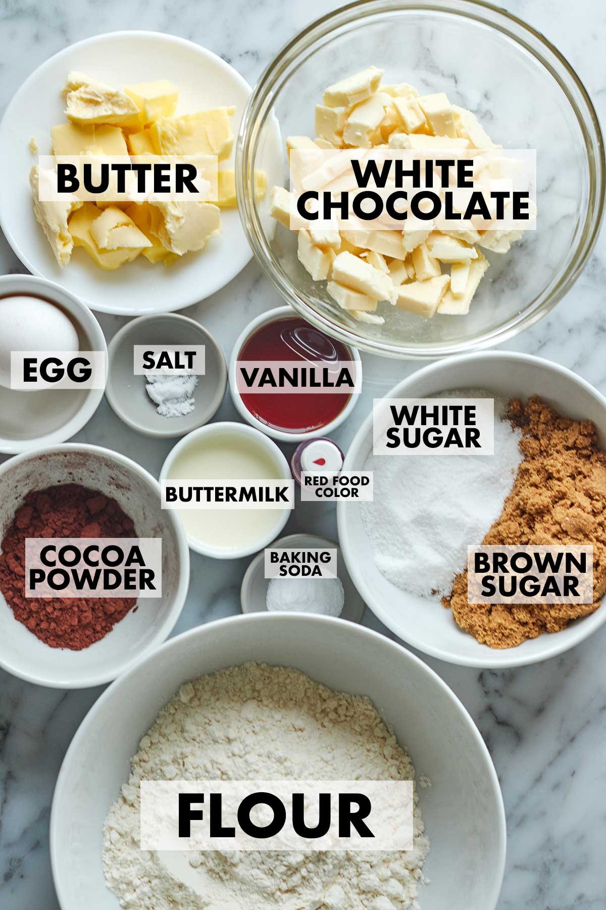 ingredients of red velvet cookies